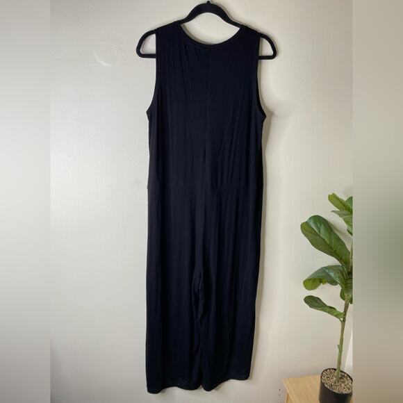 Eileen Fisher Size Black Viscose Jersey Wide Leg Jumpsuit medium jersey soft - Picture 5 of 8